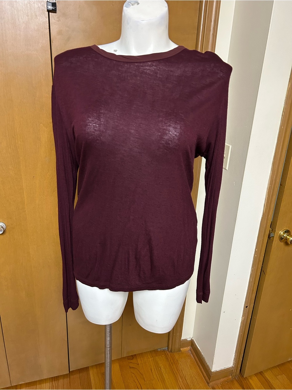 Pinkyotto Long-Sleeve Crewneck Top - Burgundy